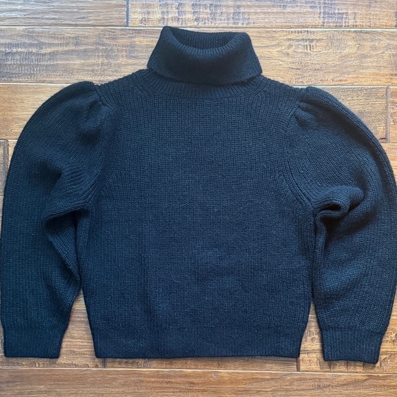 J. Crew Sweaters - JCrew Cropped puff-sleeve turtleneck sweater, Size small, Black